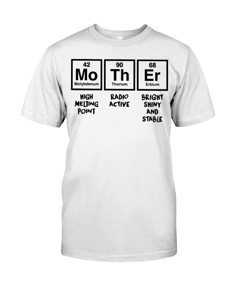 Womens mother periodic table high melting point radio active shirt as