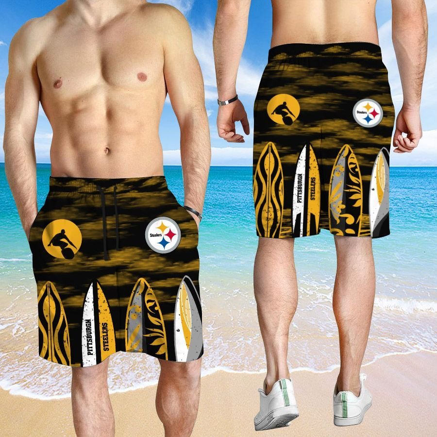 Pittsburgh Steelers Hawaiian shirt And Beach SHORT 4 Pittsburgh Steelers HAWAIIAN And Beach SHORT4