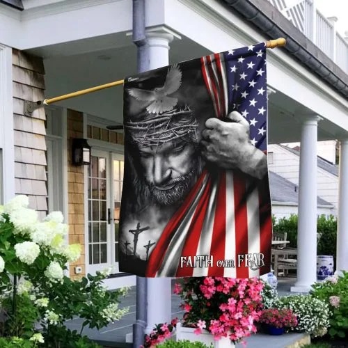 Faith over fear god Jesus American flag