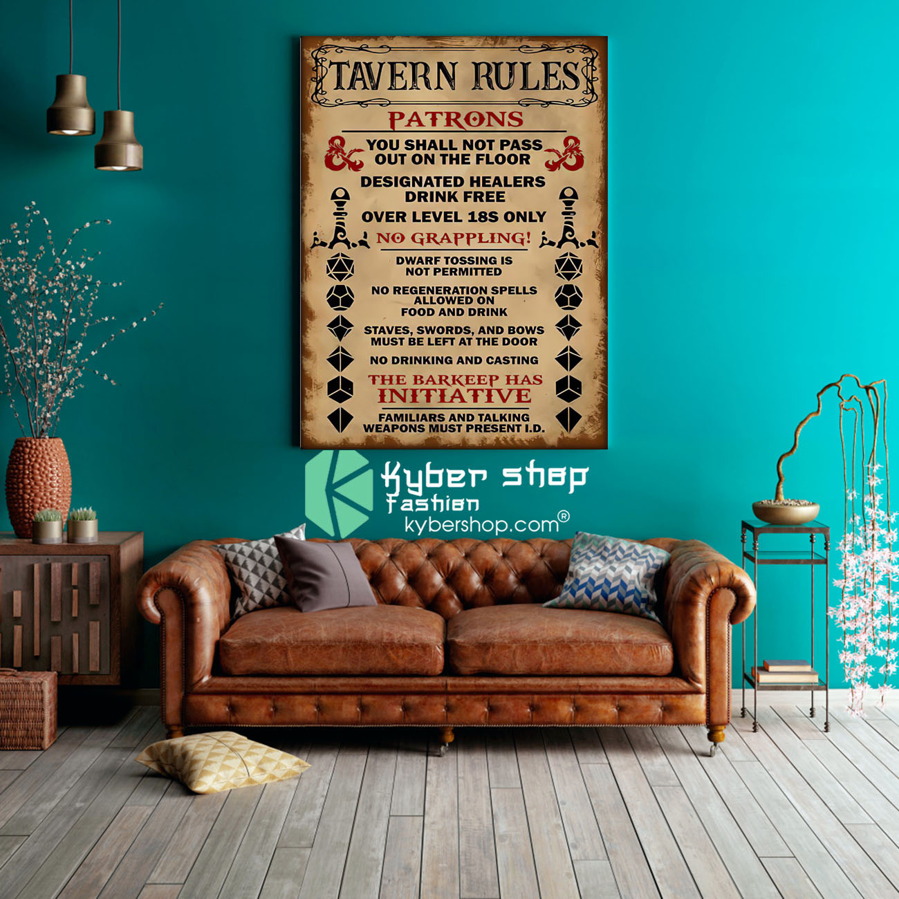 Tavern rules patrons you shall not pass out on the floor poster 3