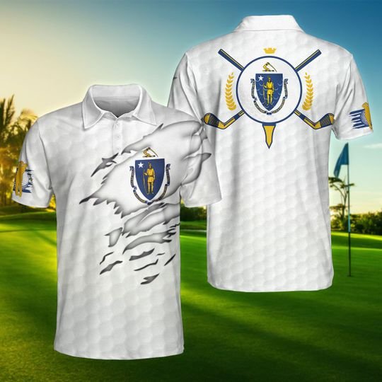 Massachusetts-Flag-Golfer-Unisex-Polo-Shirt