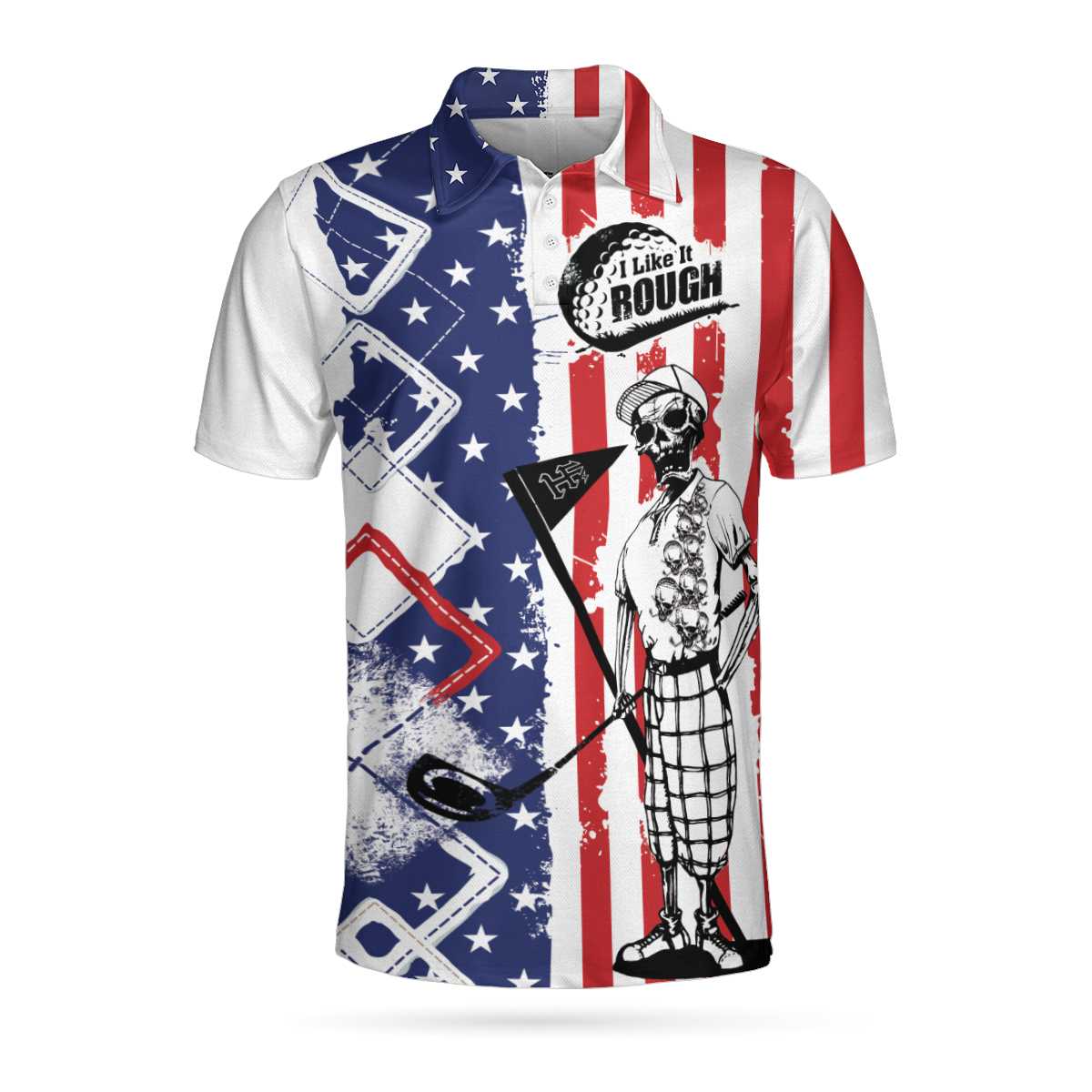 Golf I Like It Rough American Flag Short Sleeve Polo Shirt - LIMITED EDITION 10 4 Golf I Like It Rough American Flag Short Sleeve Polo Shirt 1