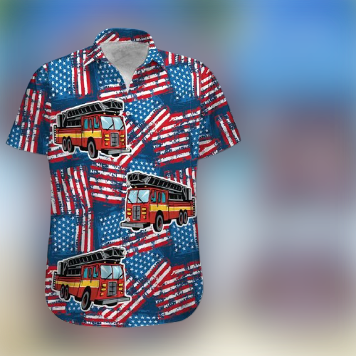 Fire Truck American Flag Hawaiian Shirt 1 removebg preview