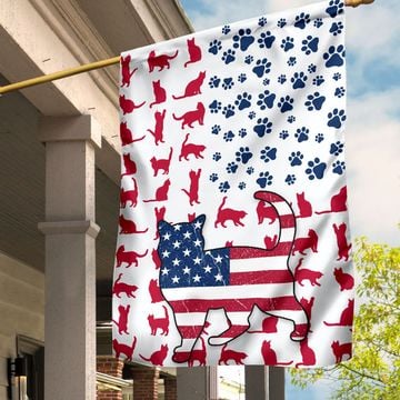 American Cat Lovers House Flag And Garden Flag