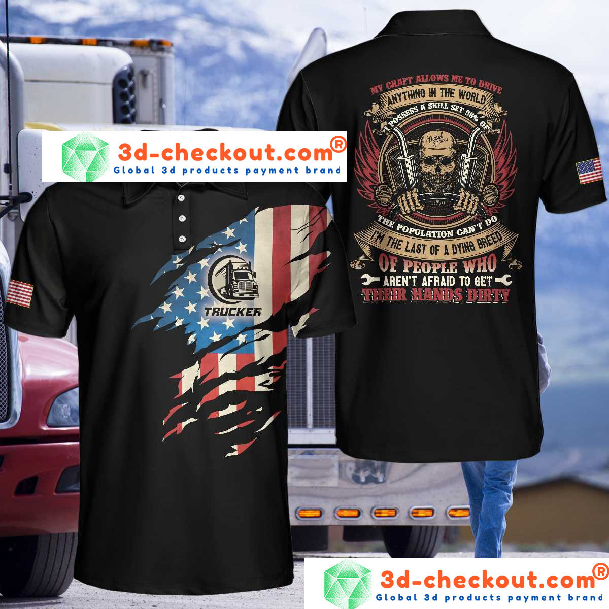 Trucker American flag polo shirt