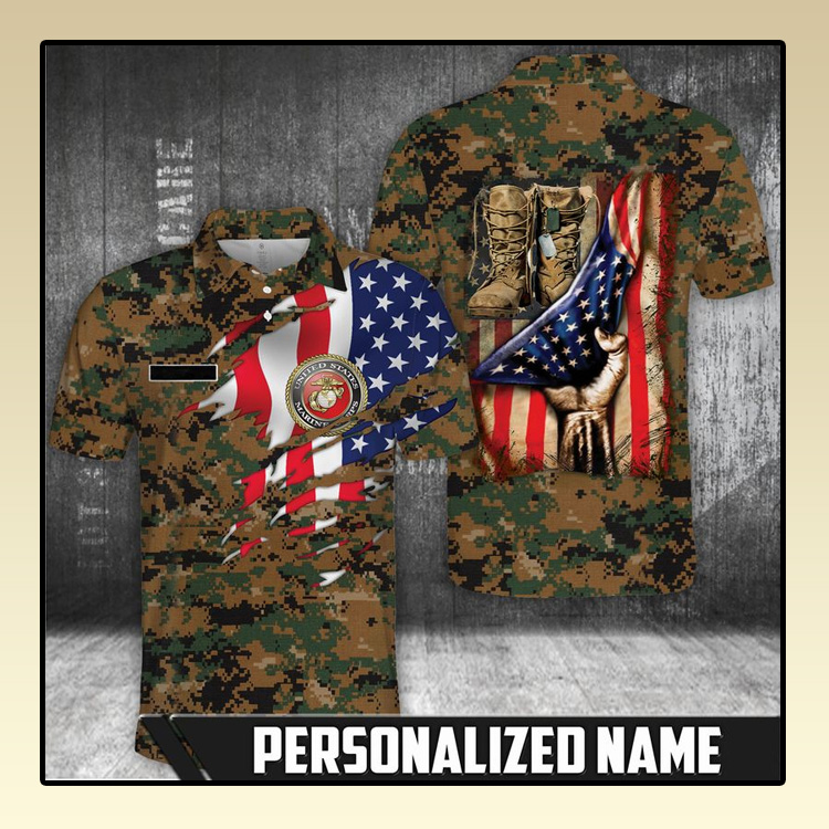 American flag Marine corps polo shirt2