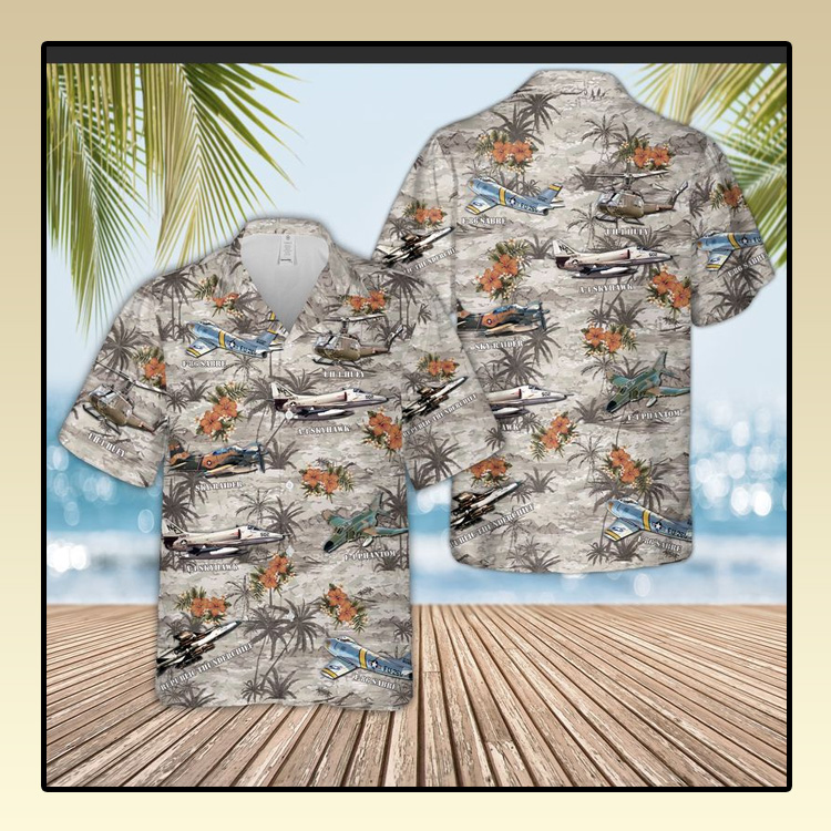 Usa Aircraft And Huey Helicopter Hawaiian Shirt