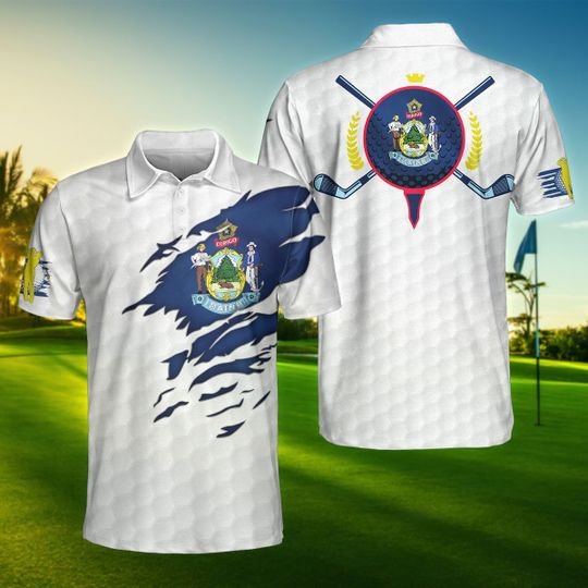 Maine-Flag-Golfer-Unisex-Polo-Shirt