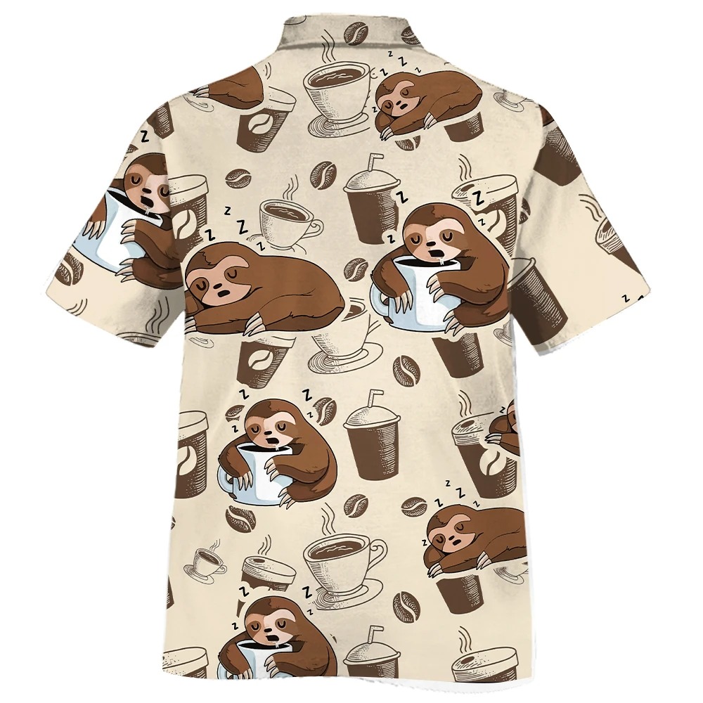 Sloth Coffee Hawaiian Shirt And Short 3 Sloth Coffee Hawaiian Shirt And Short1