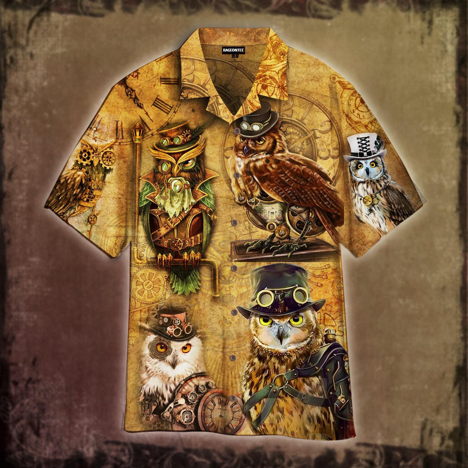 Owl Steampuck Hawaiian Shirt 1 Owl Steampuck Hawaiian Shirt