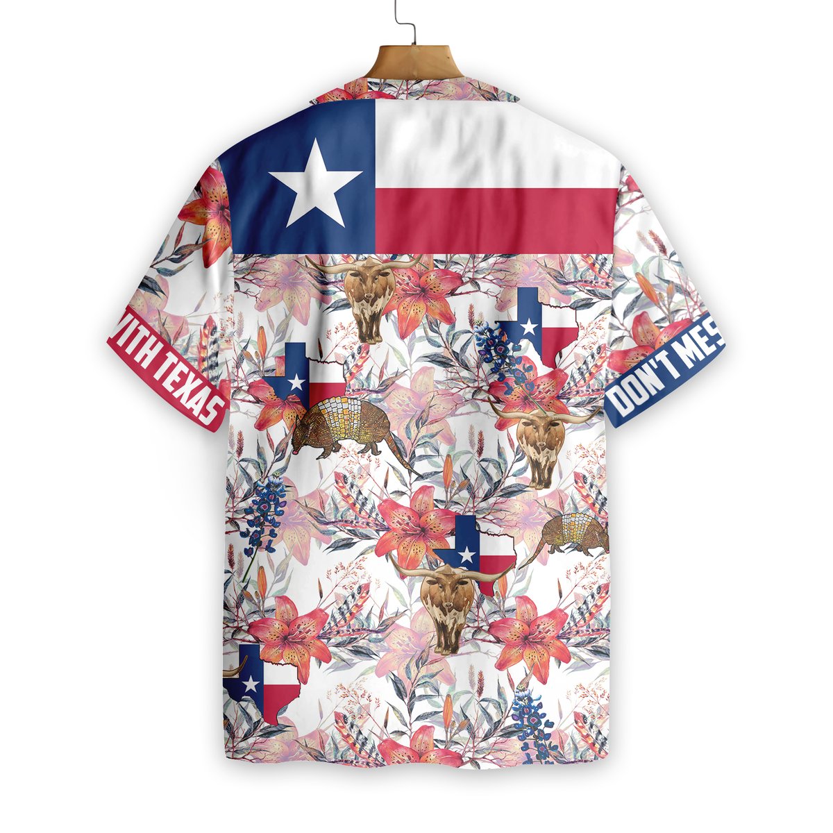 Texas Longhorn Bluebonnet and Armadillo Hawaiian Shirt 3 Texas Longhorn Bluebonnet and Armadillo Hawaiian Shirt1