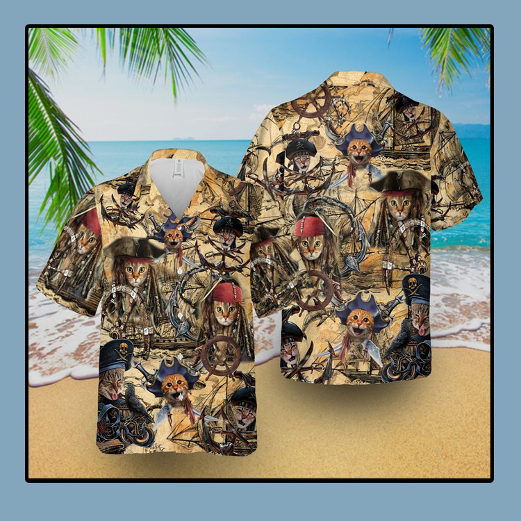 Pirate Cat Short Sleeve Hawaiian Shirt 2 Pirate Cat Short Sleeve Hawaiian Shirt1