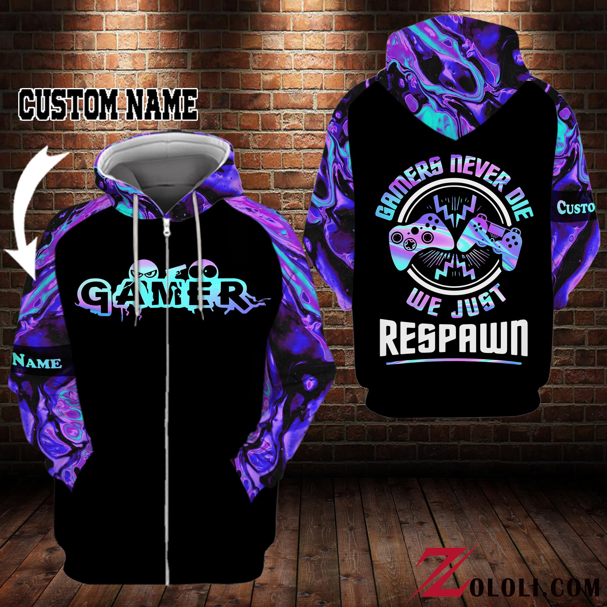 Gamers Never Die We Just Respawn Custom Name Shirt 5 Gamers Never Die We Just Respawn Custom Name Zip Hoodie