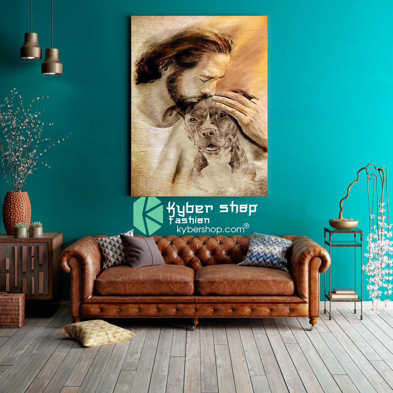 Jesus with lovely pitbull lover poster 4 Jesus with lovely pitbull lover poster 3