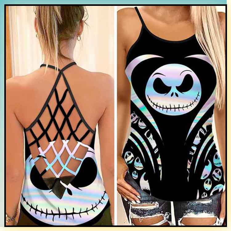 Jack Skellington criss cross tank top 3 Jack Skellington criss cross tank top 2