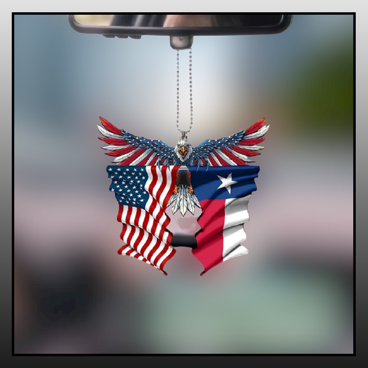 Texas United States American Eagle Flag car hanging ornament - LIMITED EDITION 4 7.2 1