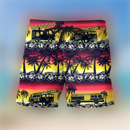 Fire Truck Hibicus Hawaiian Shirt And Short 5 Fire Truck Hibicus Hawaiian Shirt Shorts removebg preview 1