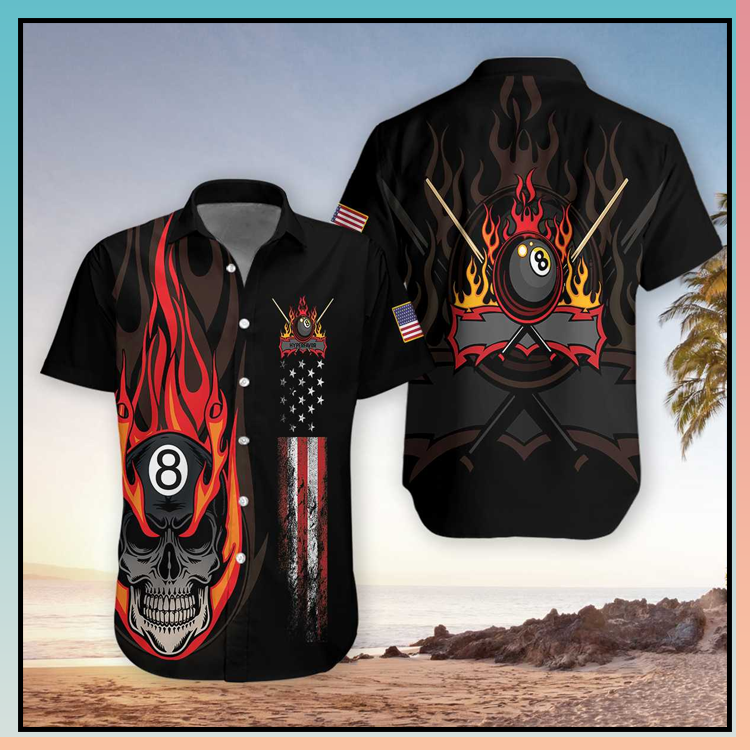 Flame Skull Billiard Pool Hawaiian Shirt