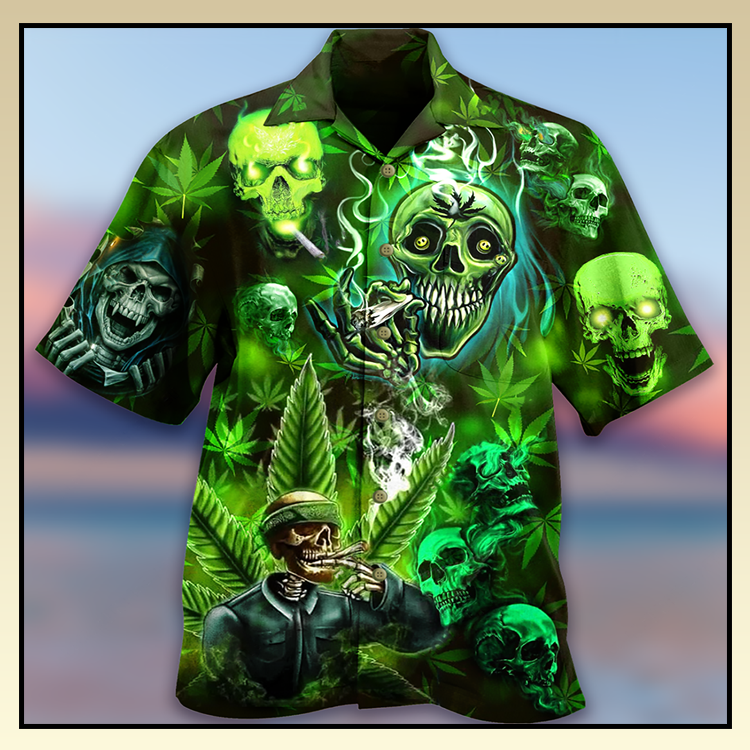 Skull smoke weed so high hawaiian shirt - LIMITED EDITION 5 15.4 2