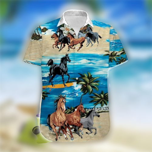 Horses On The Beach Hawaiian Shirt And Short3