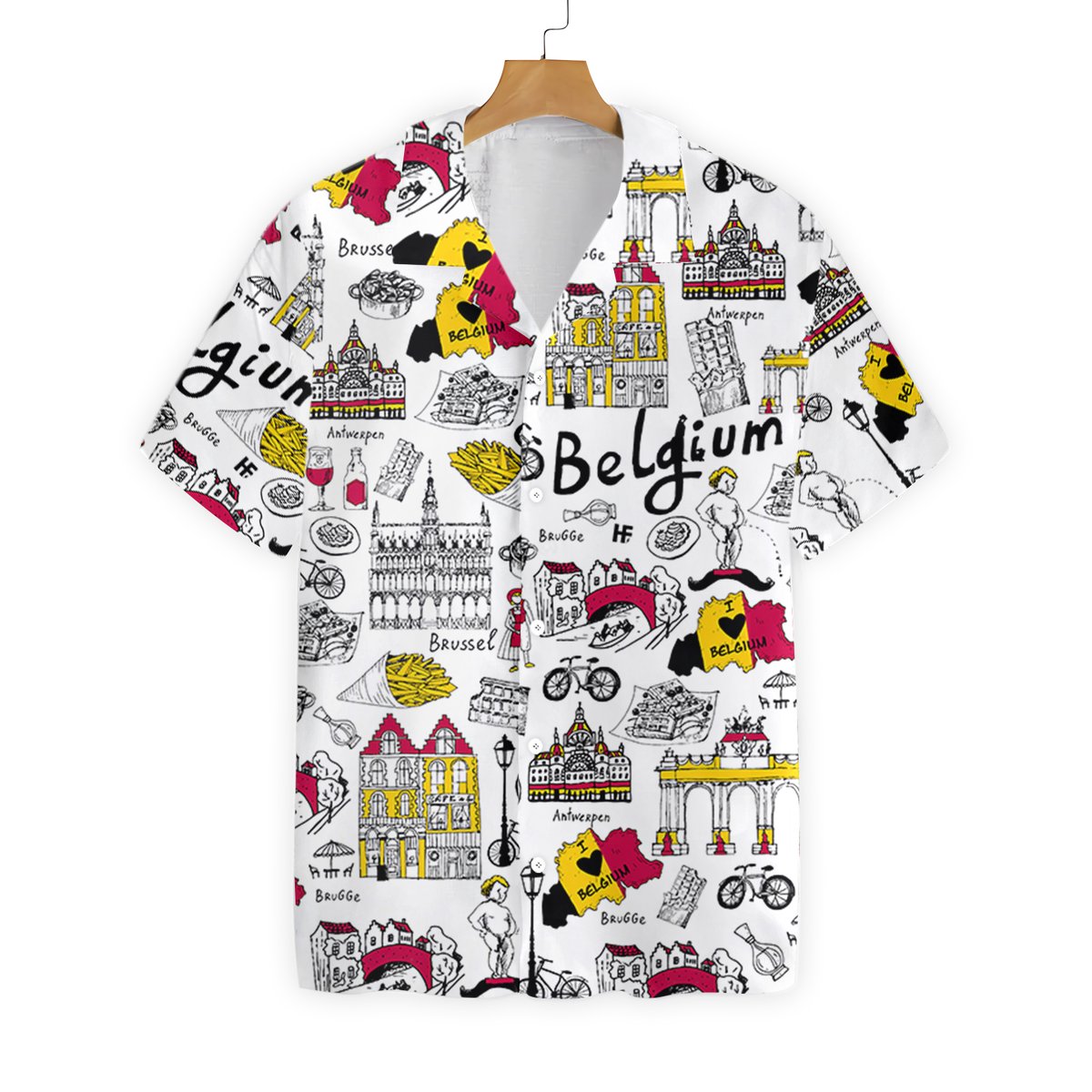 I Love Belgium Doodle Hawaiian Shirt 2