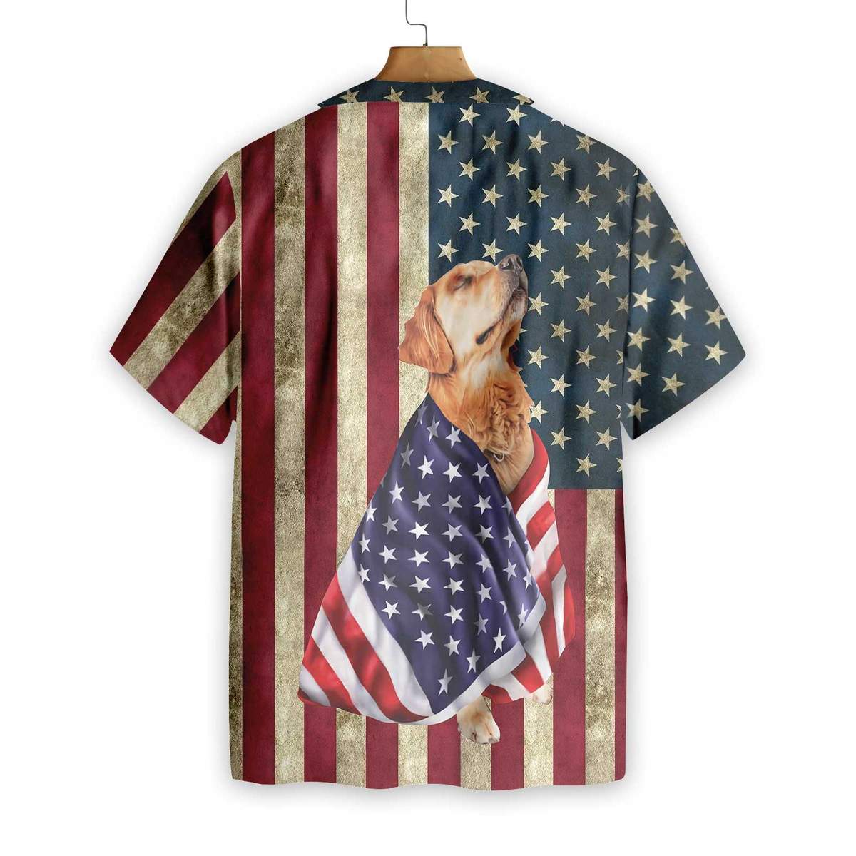 Golden Retriever American Flag Hawaiian Shirt - LIMITED EDITION 3 19.2
