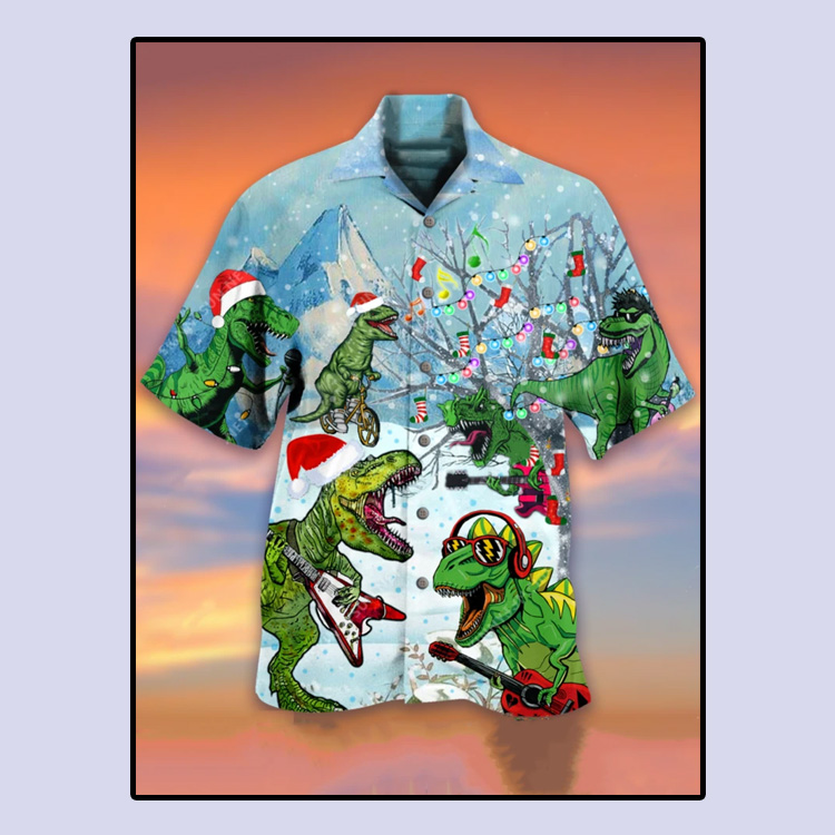 Dinosaur Merry Christmas hawaiian shirt