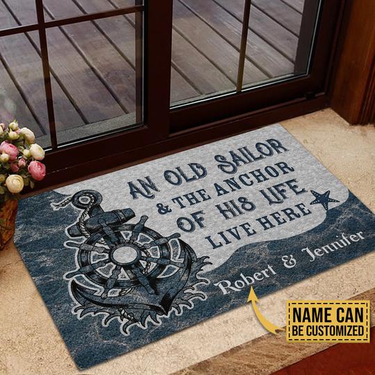 An Old Sailor And The Anchor Of His Life Live Here Custom name Doormat 8 An Old Sailor And The Anchor Of His Life Live Here Custom name Doormat