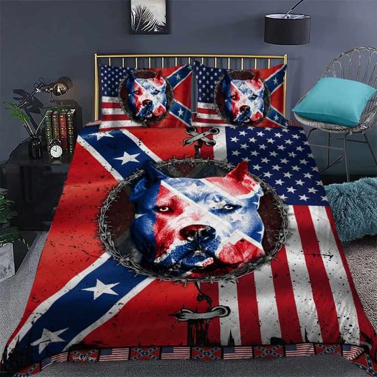 23 Confederate American flag Pitbull bedding set 1