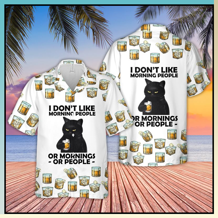 Bourbon Whiskey Cat I don't like morning people or morning or people Hawaiian Shirt - LIMITED EDITION 2 22 Bourbon Whiskey Hawaiian Shirt 4