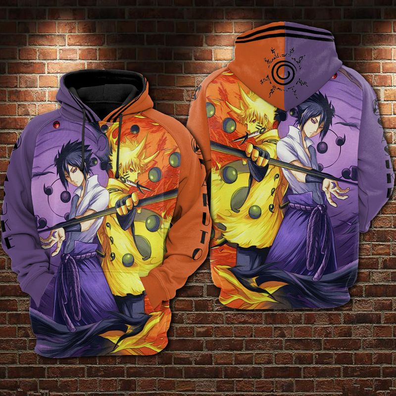 23 Naruto and Sasuke 3d all over print hoodie 1
