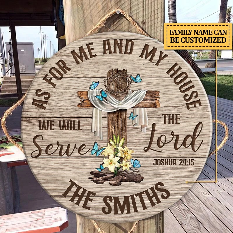 As for me and my house we will the serve lord custom name wood sign