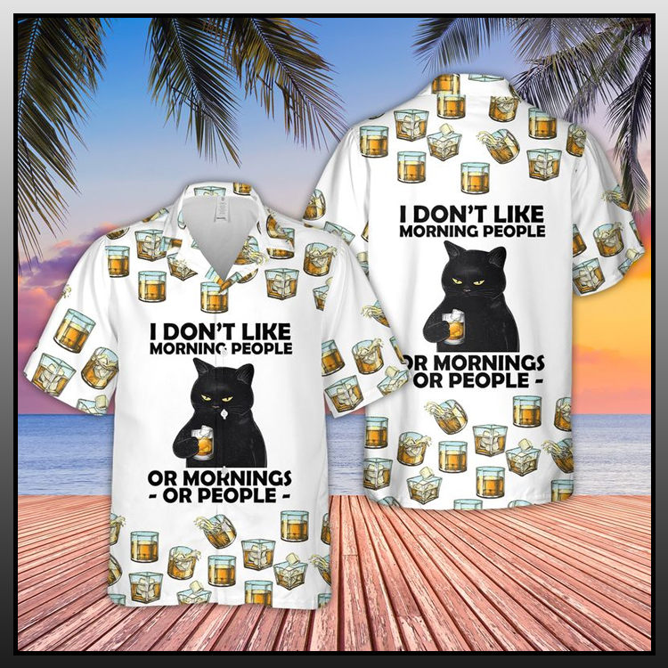 Bourbon Whiskey Cat I don't like morning people or morning or people Hawaiian Shirt - LIMITED EDITION 4 22 Bourbon Whiskey Hawaiian Shirt 2