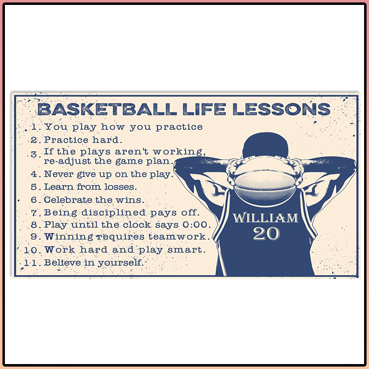 Basketball Life Lessons Custom Name Horizontal Poster