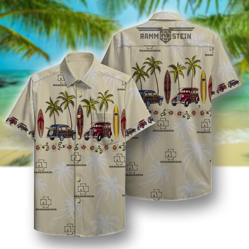 Rammstein White Beach Pattern Hawaiian Shirt