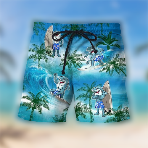 Shark surfing Hawaiian Shirt And Short 3 Shark surfing Hawaiian Shirt Shorts removebg preview