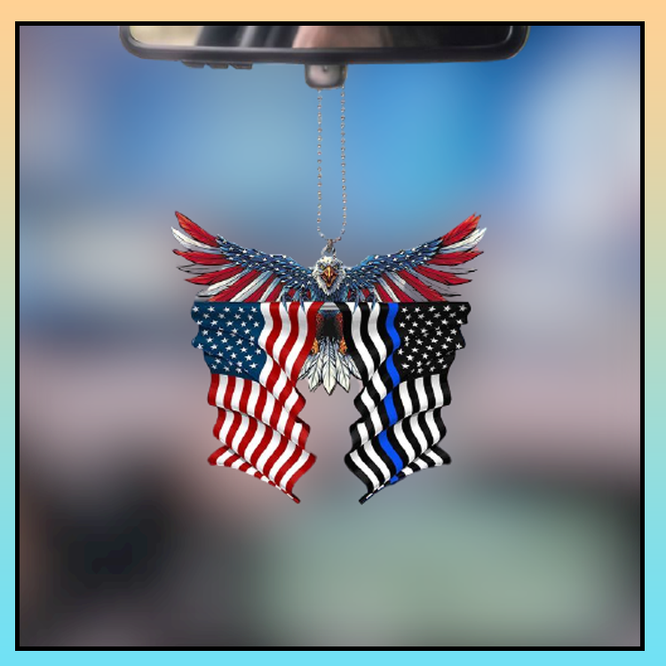 Thin blue line flag in honor of law enforcement United State American Eagle flag car hanging ornament - LIMITED EDITION 3 8.3 1