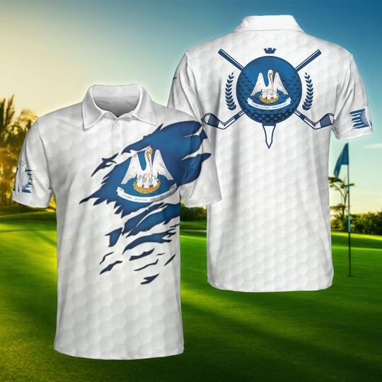 Louisiana-Flag-Golfer-Unisex-Polo-Shirt