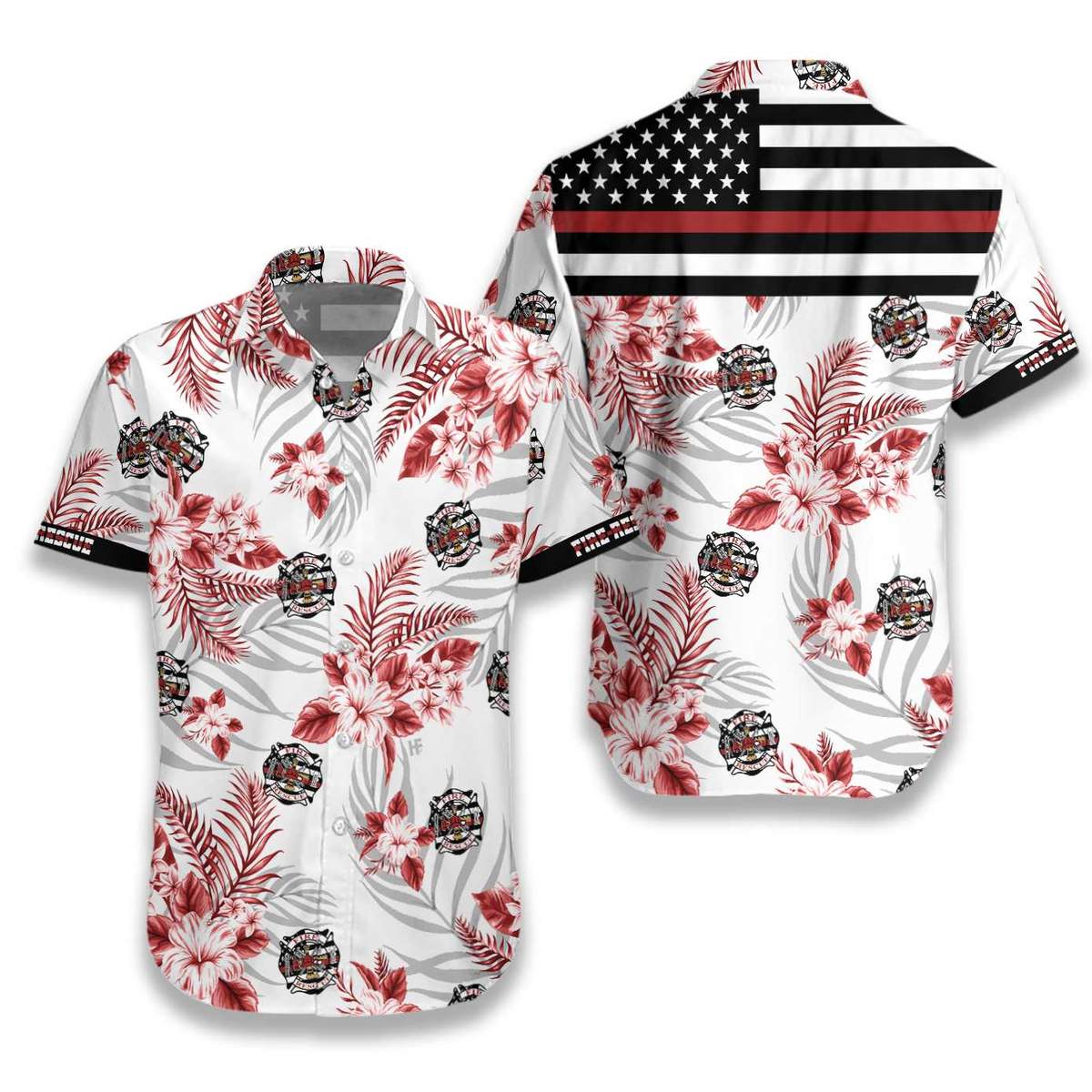 2 The Red Line Flag Firefighter Hawaiian Shirt 1