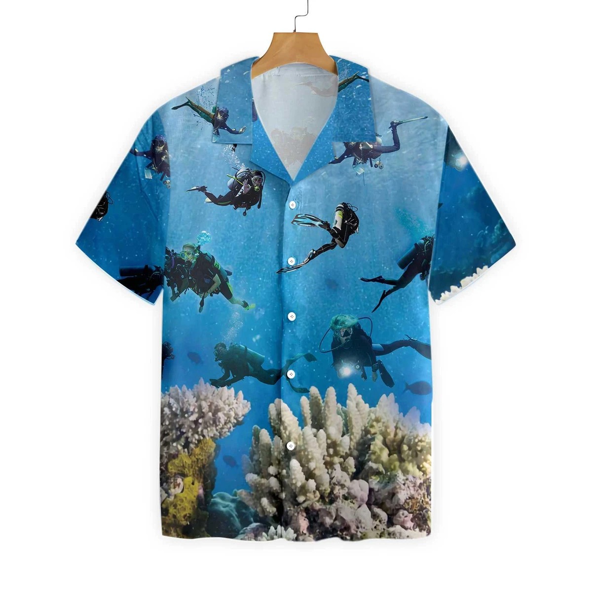 Scuba diving under the sea hawaiian shirt