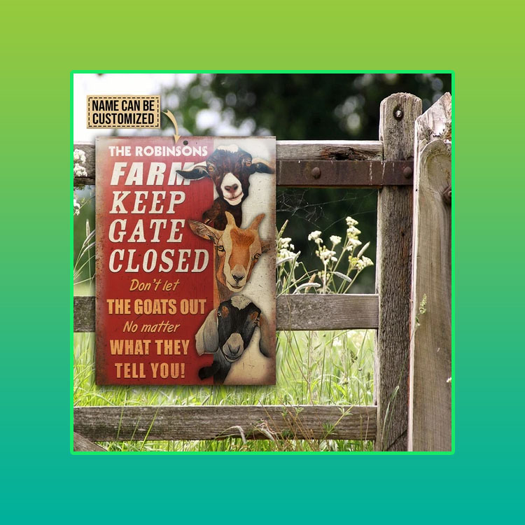 Goats Farm keep gate closed custom personalized name metal sign 2 Goats Farm keep gate closed custom personalized name metal sign7