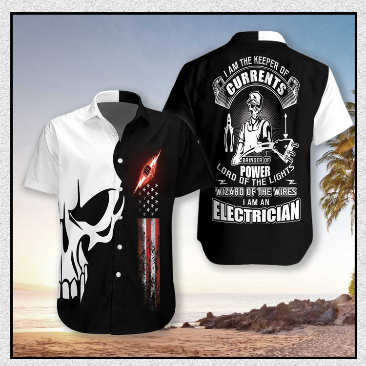 Electrician Proud Skull Hawaiian Shirt - LIMITED EDITION 9 Electrician Proud Skull Hawaiian Shirt