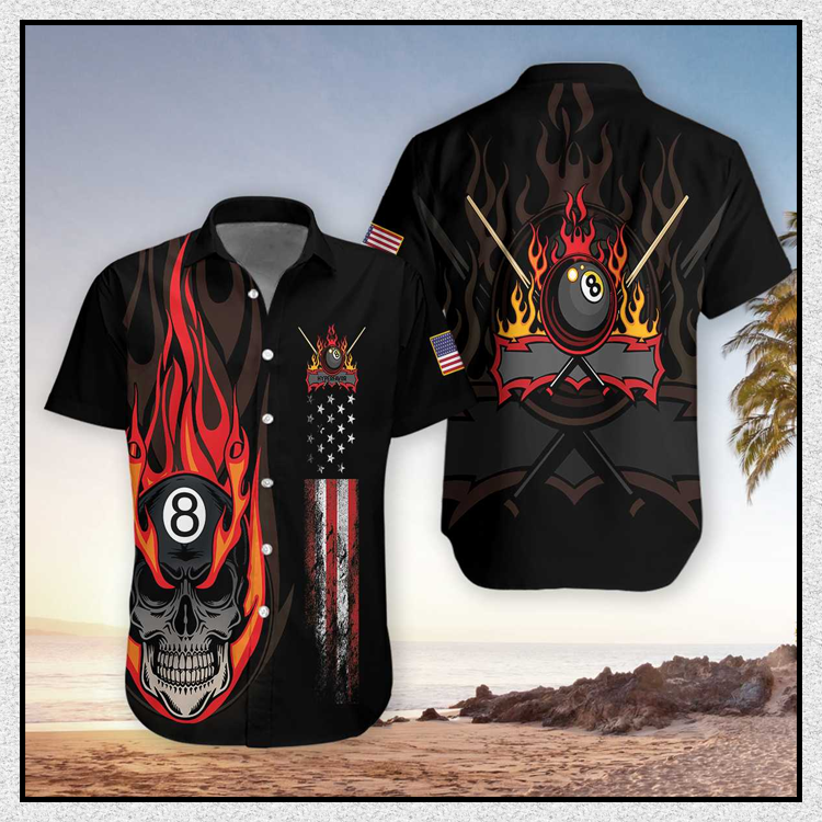 Flame Skull Billiard Pool Hawaiian Shirt - LIMITED EDITION 4 3.4-2