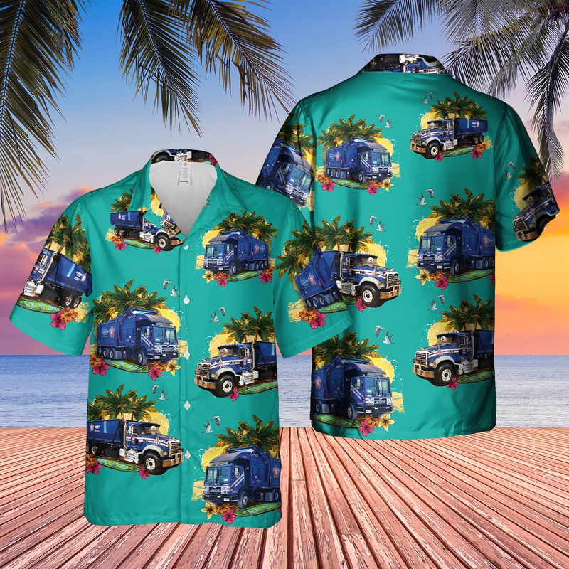 US Waste Collector Garbage Trucks 2 Short Sleeve Hawaiian Shirt