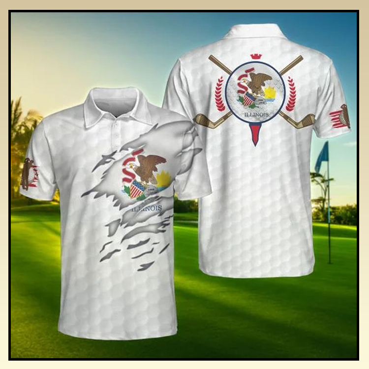 Illinois Flag Golfer Polo Shirt