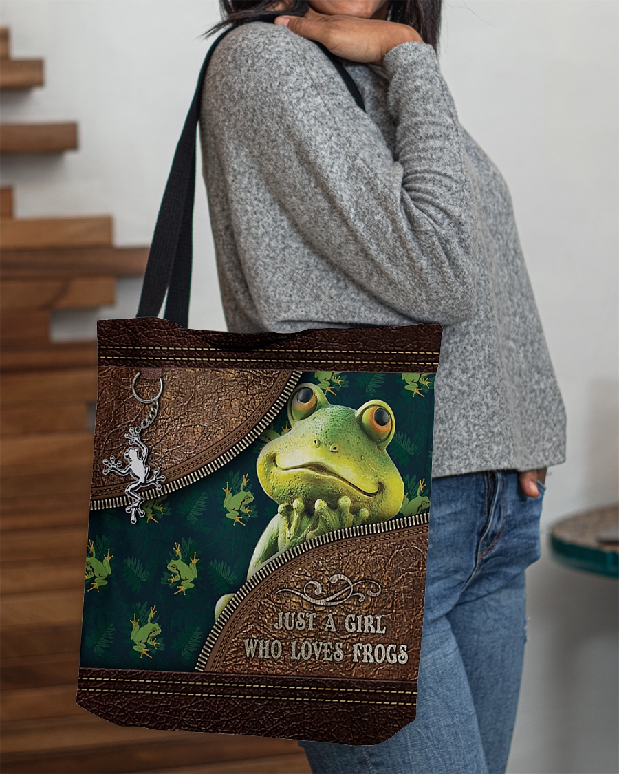 Just A Girl Who Loves Frogs All Over Tole bag 5 Just A Girl Who Loves Frogs All Over Tole bag4