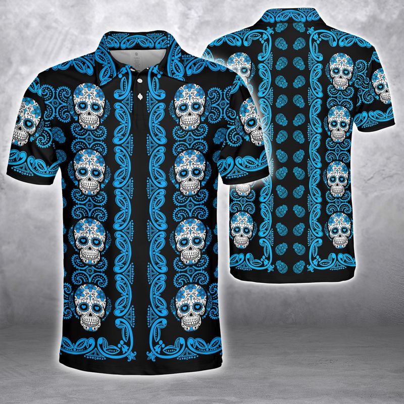 Sugar Skull Pattern Polo shirt 4 Sugar Skull Pattern Premium Polo Shit 3
