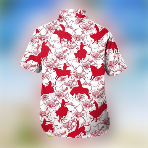 Bull Riding Red Hibiscus Hawaiian Shirt And Shorts 3 Bull Riding Red Hibiscus Hawaiian Shirt1 removebg preview