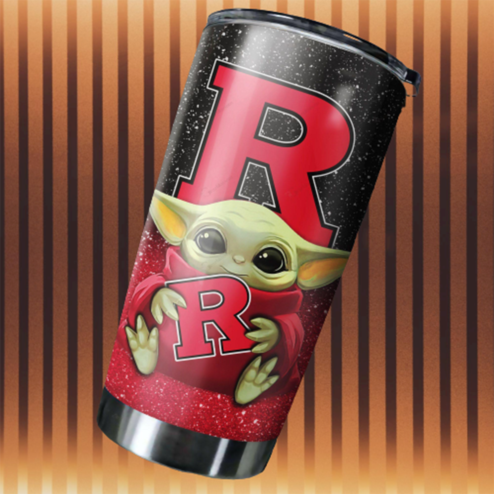 Baby Yoda Hug Rutgers Scarlet Knights 20oz Tumbler2
