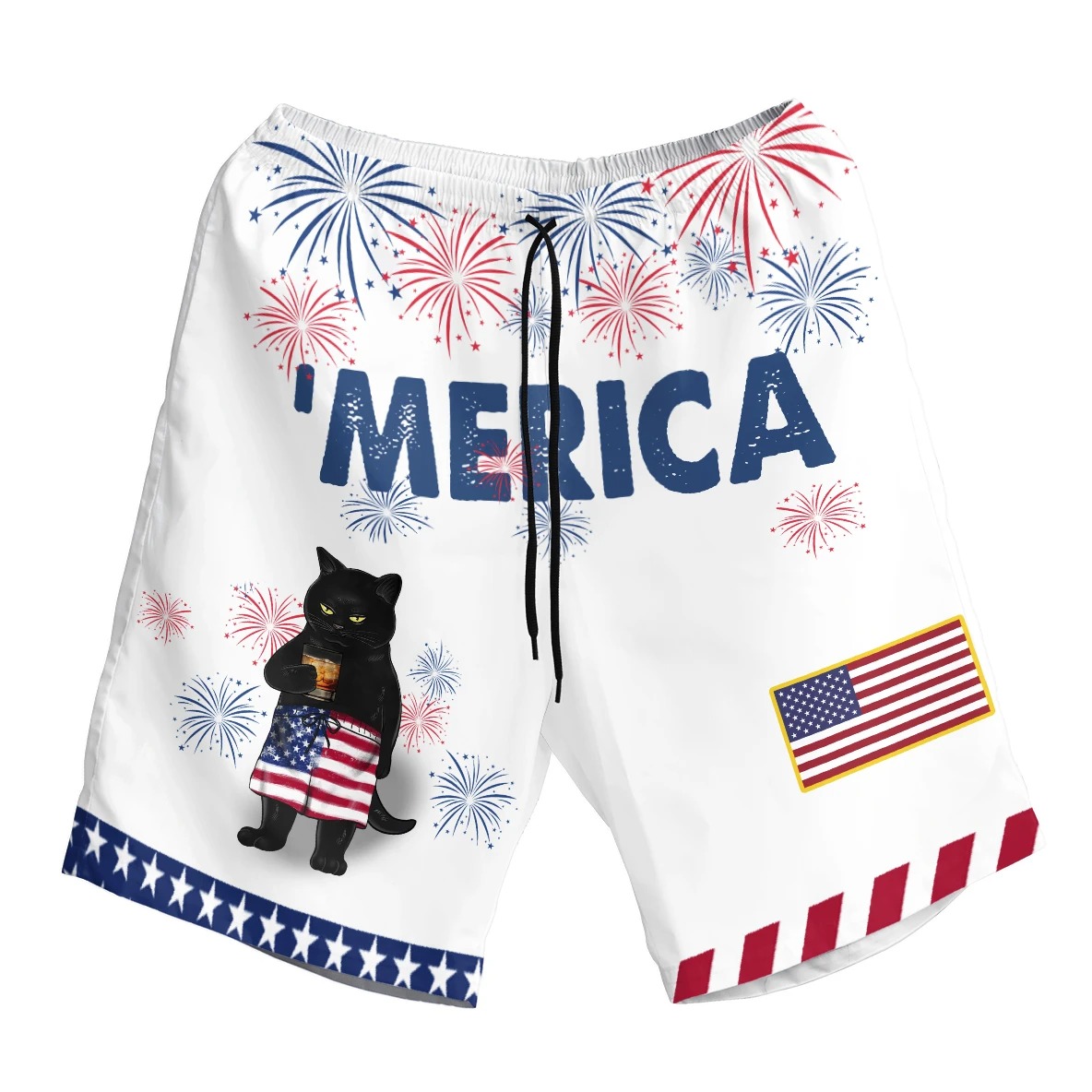 American Black Cat Drink Bourbon Famille Hawaiian Shirt And Short 3 American Black Cat Drink Bourbon Famille Hawaiian Shirt And Short